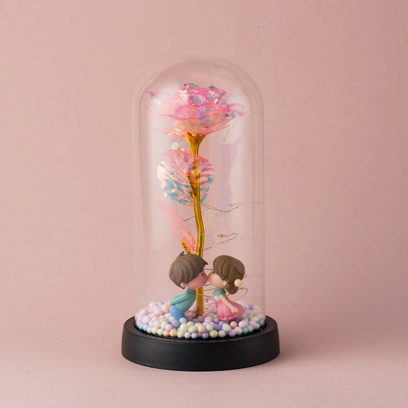 Eternal Gold Rose in Glass Dome ? Luxury Artificial Flower Ornament & Romantic Gift