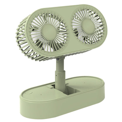 Desktop Small Fans Folding Telescopic 3 File Mini Table Fan Portable Dual Motor USB Rechargeable Cooling Electric Fan