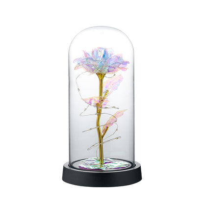 Eternal Gold Rose in Glass Dome ? Luxury Artificial Flower Ornament & Romantic Gift