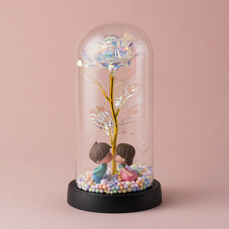 Eternal Gold Rose in Glass Dome ? Luxury Artificial Flower Ornament & Romantic Gift