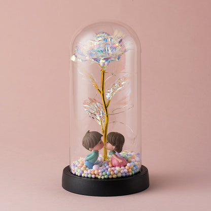 Eternal Gold Rose in Glass Dome ? Luxury Artificial Flower Ornament & Romantic Gift