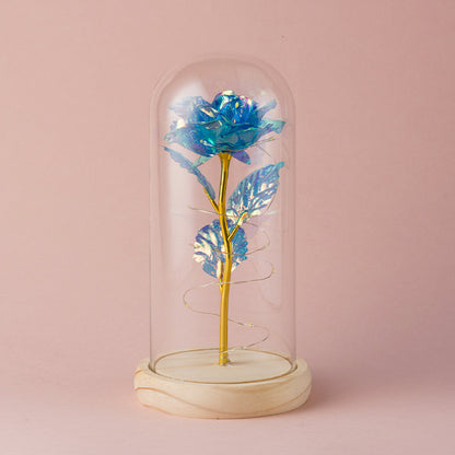 Eternal Gold Rose in Glass Dome ? Luxury Artificial Flower Ornament & Romantic Gift
