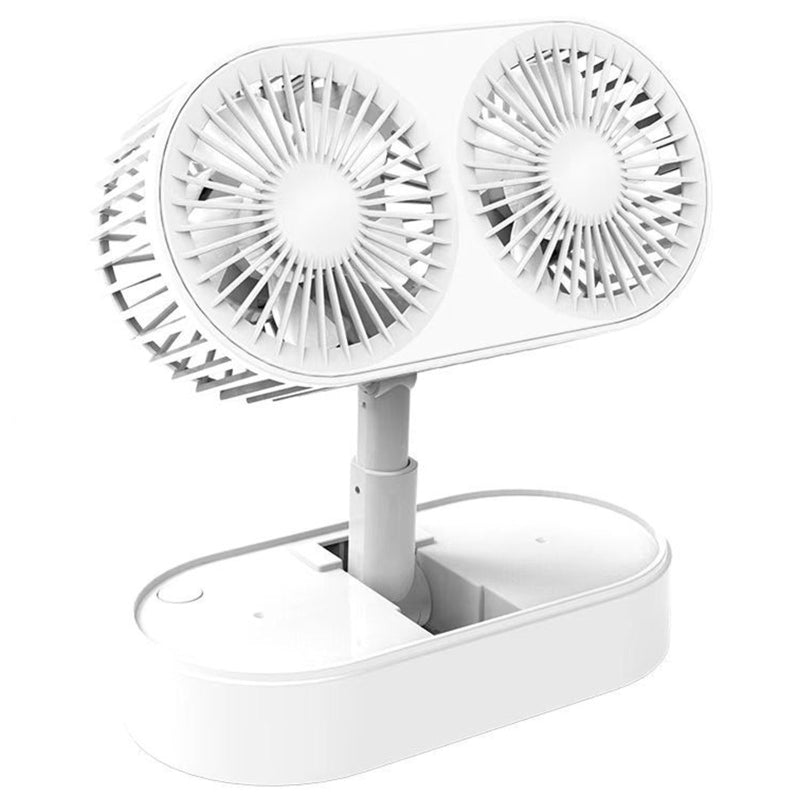 Desktop Small Fans Folding Telescopic 3 File Mini Table Fan Portable Dual Motor USB Rechargeable Cooling Electric Fan