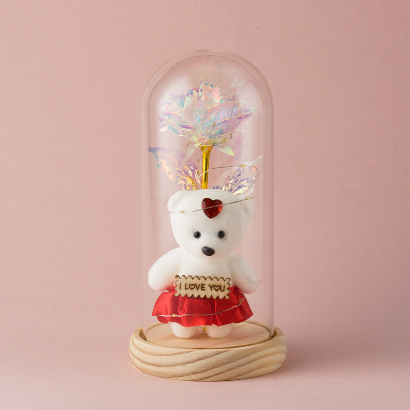 Eternal Gold Rose in Glass Dome ? Luxury Artificial Flower Ornament & Romantic Gift