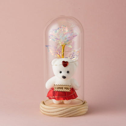 Eternal Gold Rose in Glass Dome ? Luxury Artificial Flower Ornament & Romantic Gift