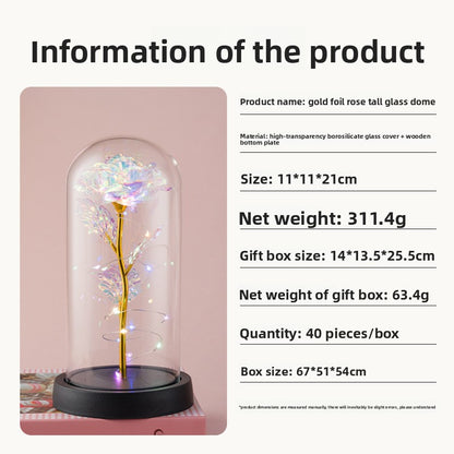Eternal Gold Rose in Glass Dome ? Luxury Artificial Flower Ornament & Romantic Gift