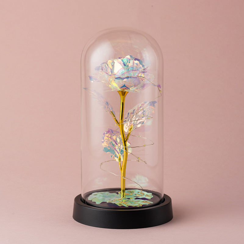 Eternal Gold Rose in Glass Dome ? Luxury Artificial Flower Ornament & Romantic Gift