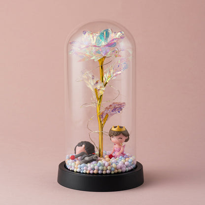 Eternal Gold Rose in Glass Dome ? Luxury Artificial Flower Ornament & Romantic Gift