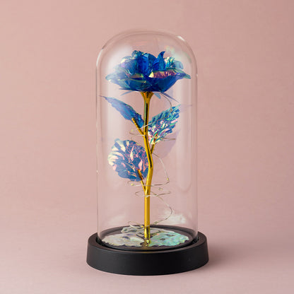 Eternal Gold Rose in Glass Dome ? Luxury Artificial Flower Ornament & Romantic Gift